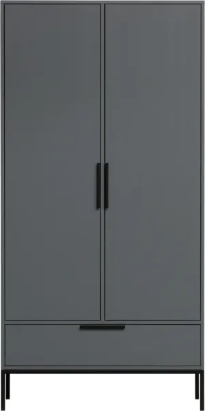 Adam, Highboard, Zweitürig, grau, H200x53x100 cm, Kiefer