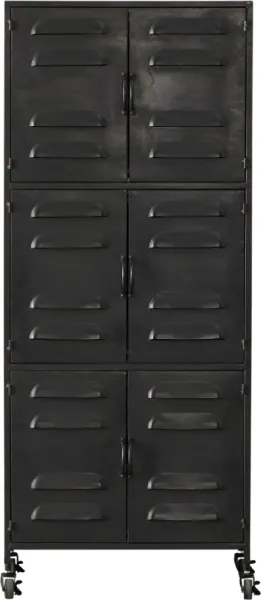Boaz, Highboard auf Rollen, schwarz, H145,5x40,5x60 cm